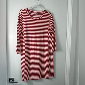 J. Crew Red and White Striped Dress